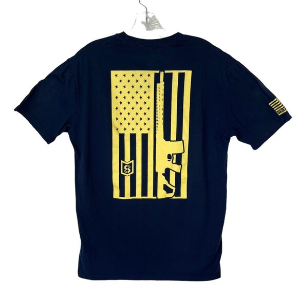 Strong Mens Tshirt Blue Short Sleeves Flag Size Medium - Picture 2 of 8